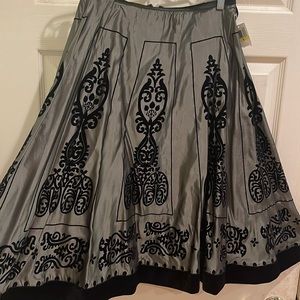 MSK below the knees satin skirt with velour